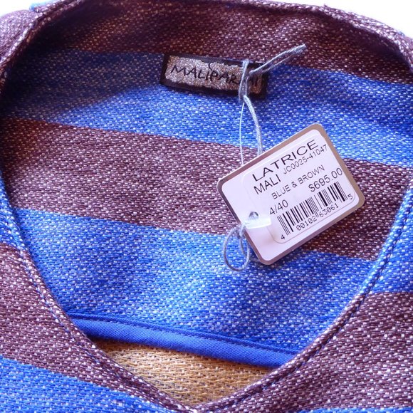 Maliparmi Women's Latrice Mali Blue Brown Stripe Jacket US Size 4 Euro Size 40 - Picture 7 of 8
